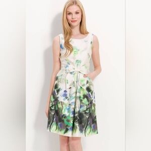 Kate Spade New York Jillian Natural Clotted Cream Watercolor Dress sz 8